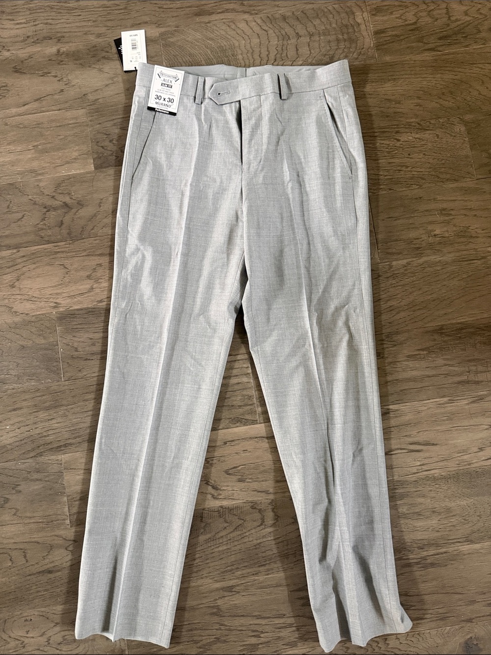 Men's Light Gray Dress Pants - Classic Pleat Front